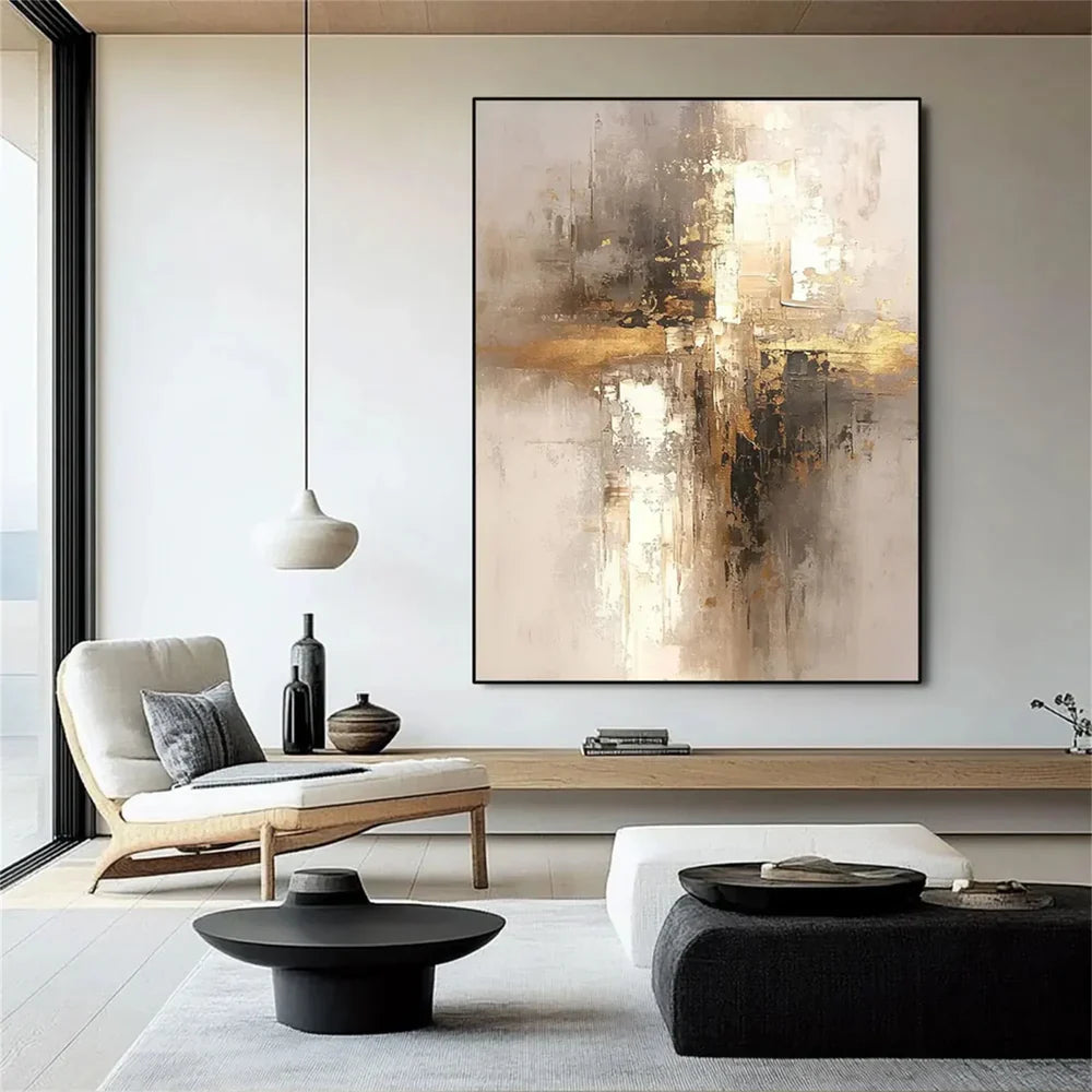 Beige and Brown Abstract Wall Art #AT048