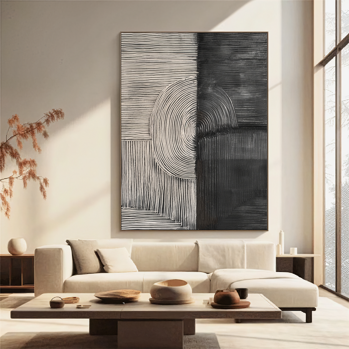 Textured Geometric Rhythm | Grey Black