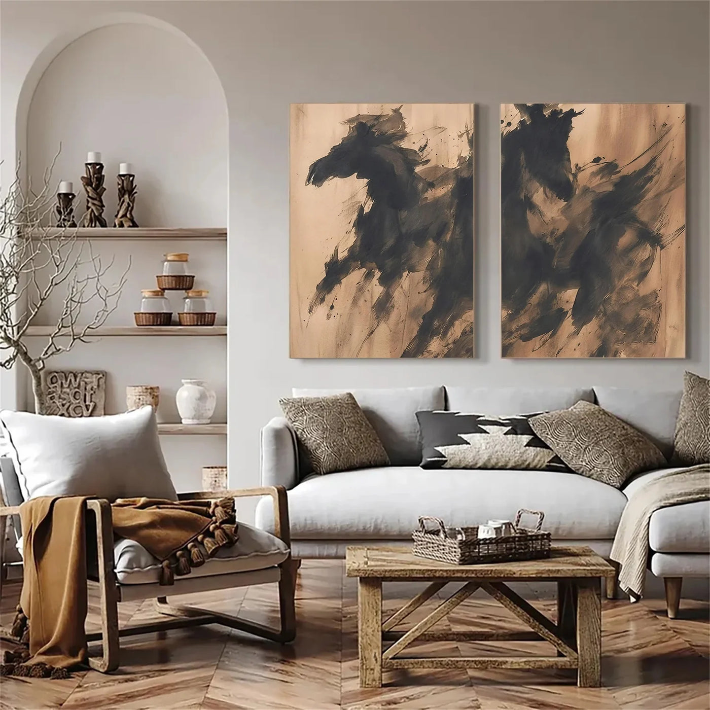 Abstract Horse Animal Wall Art  Set of 2 #DL049