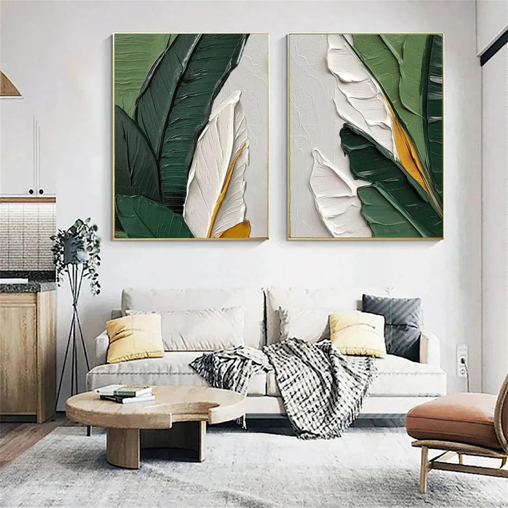 Flower & Tree Textured Abstract Wall Art Set of 2 #SF022