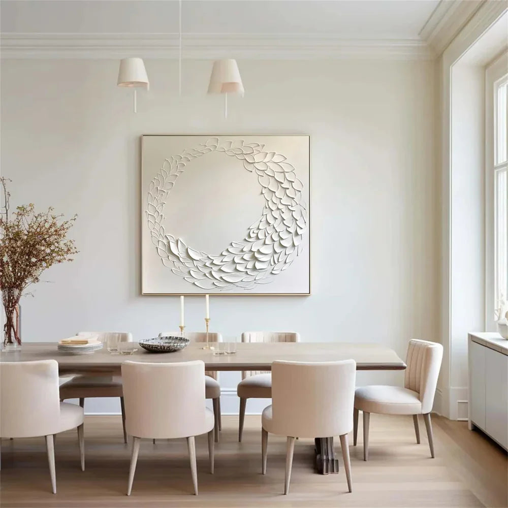 White Minimalist Textured Wall Art #MT125
