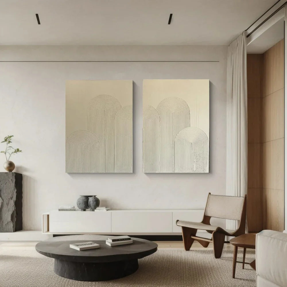 Beige and Brown Abstract Textured Wall Art Set Of 2 #AT082