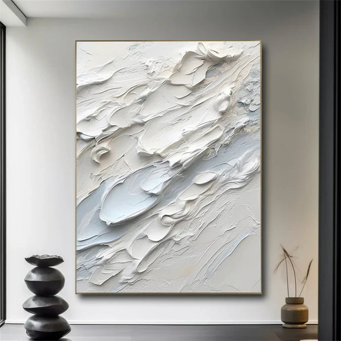 White Minimalist Textured Wall Art #MT058