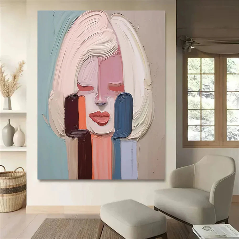 Abstract Portrait Textured Wall Art #PB014