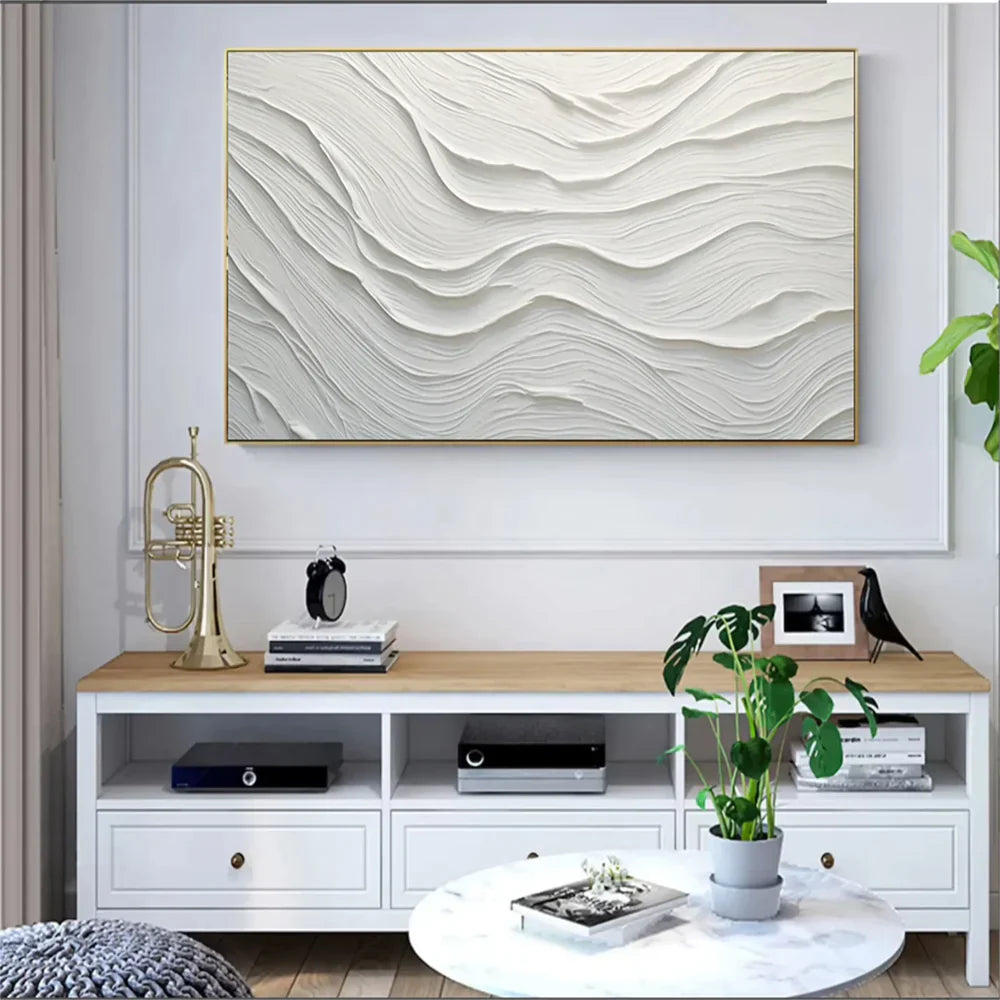 White Minimalist Textured Wall Art #MT073