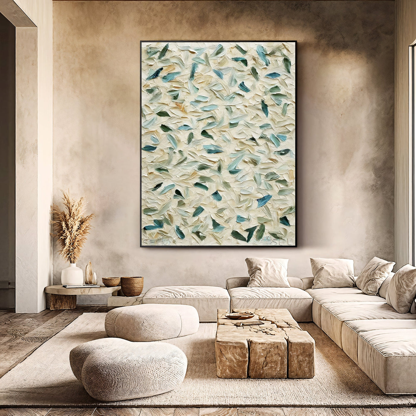 Textured Leaf Opulence | Aqua Whispers
