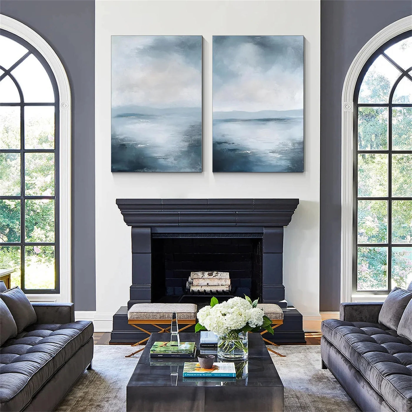 Ocean & Sky Abstract Wall Art  Set of 2 #MO091
