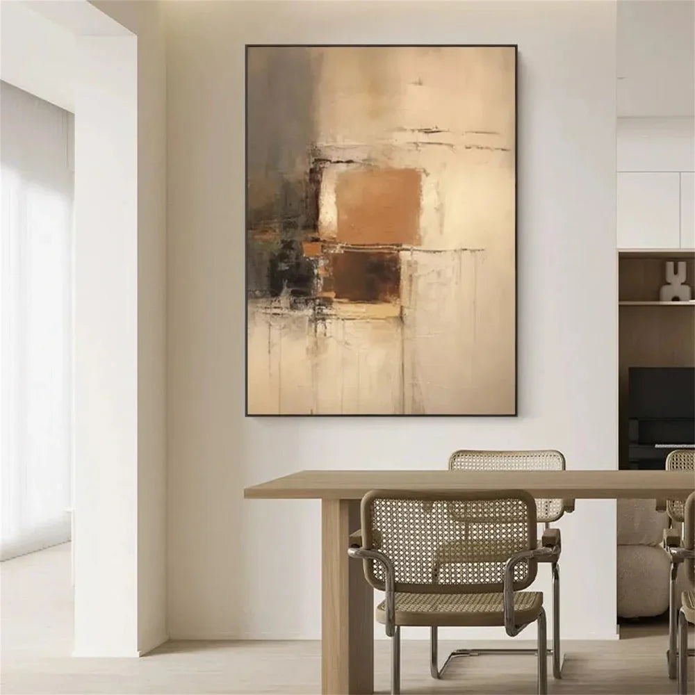Beige and Brown Abstract Wall Art  #AT104