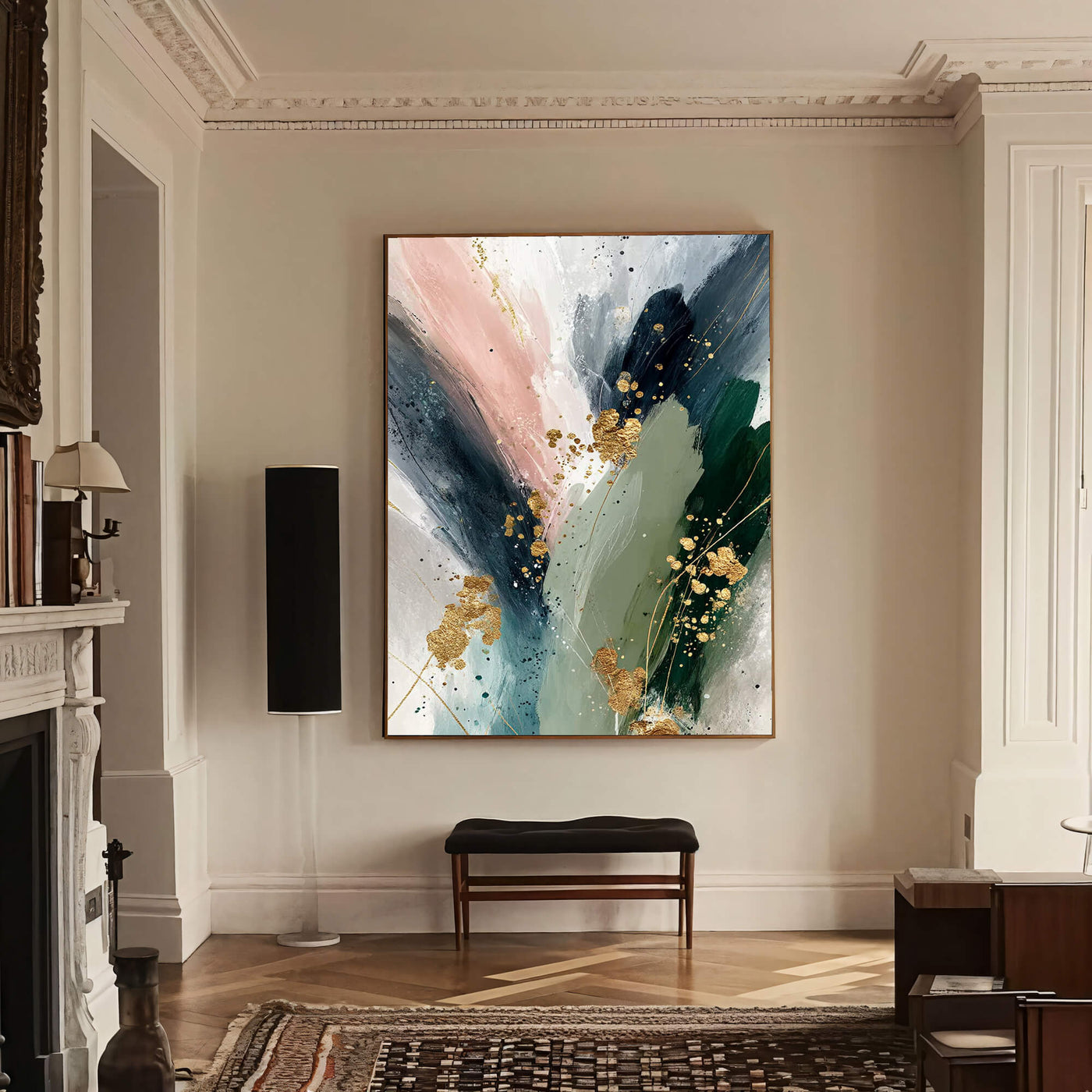 Gilded Emerald Blush | Gold Swirl