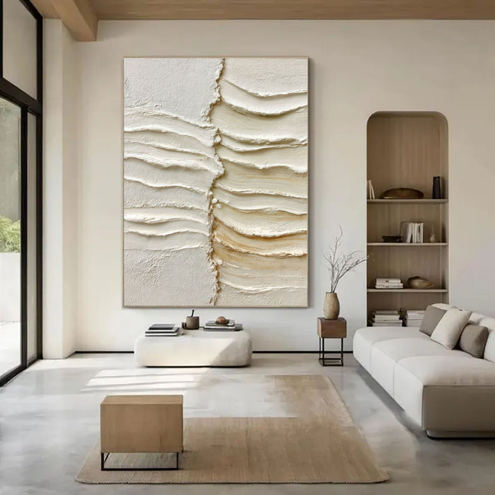 Textured Layered Serenity | Beige Ripples