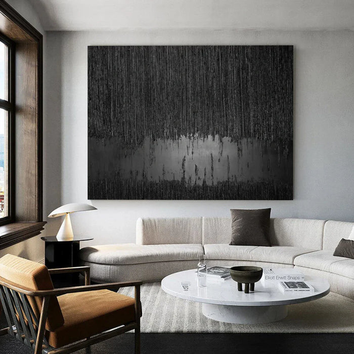 Black Minimalist Textured Wall Art #MT051