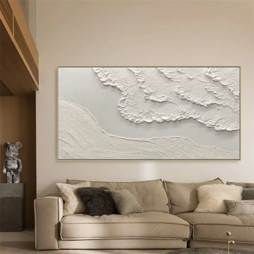 White Minimalist Textured Wall Art #MT072