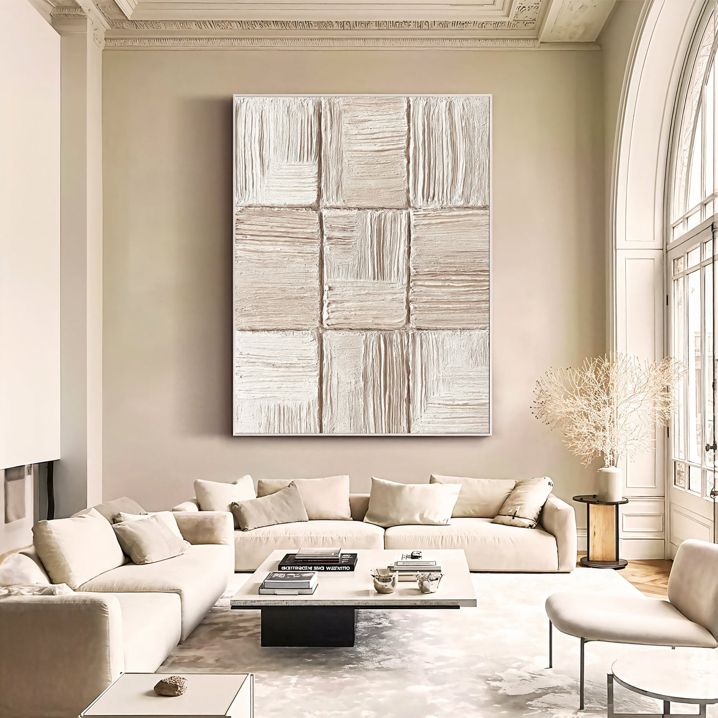 Textured Neutral Opulence | Cream Grid
