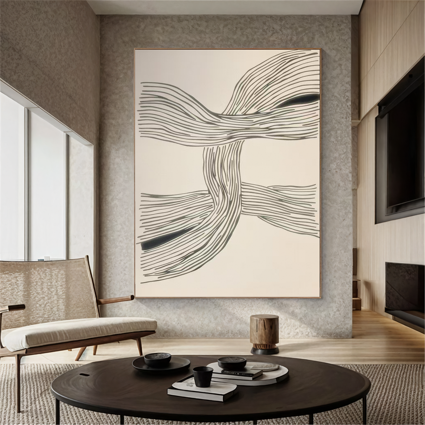 Textured Line Dynamism | Grey Beige