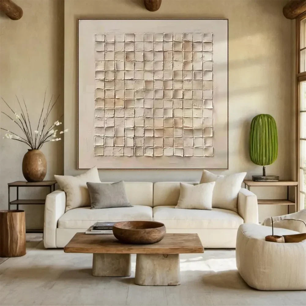 Beige and Brown Abstract Texture Wall Art  #AT047