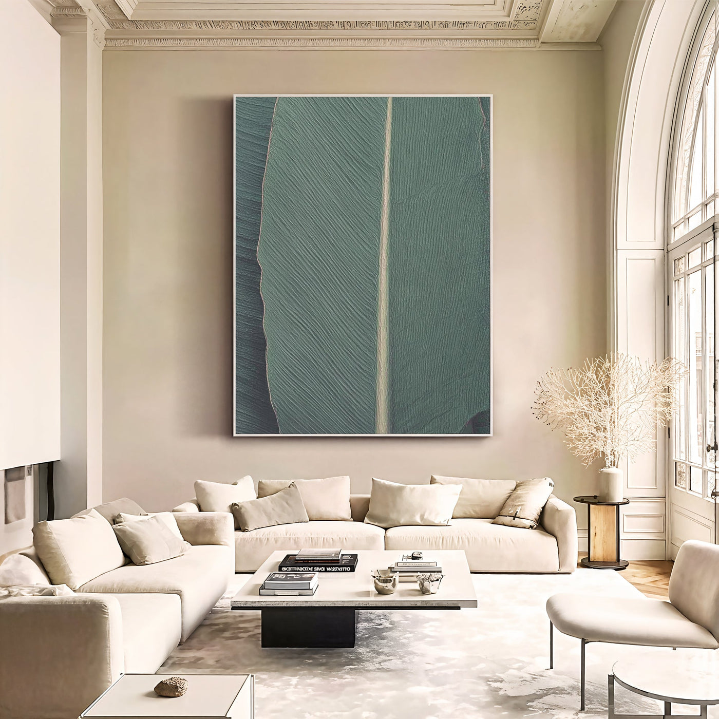 Textured Leaf Opulence | Teal Vein