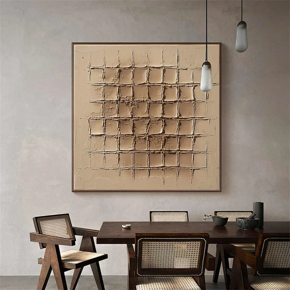 Beige and Brown Abstract Texture Wall Art  #AT013