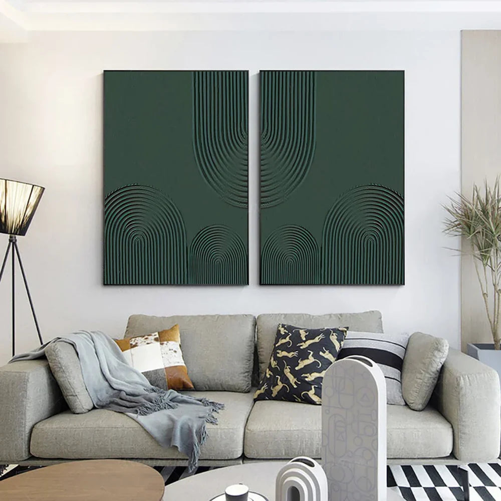 Green Minimalist Textured Wall Art Set of 2 #MT062