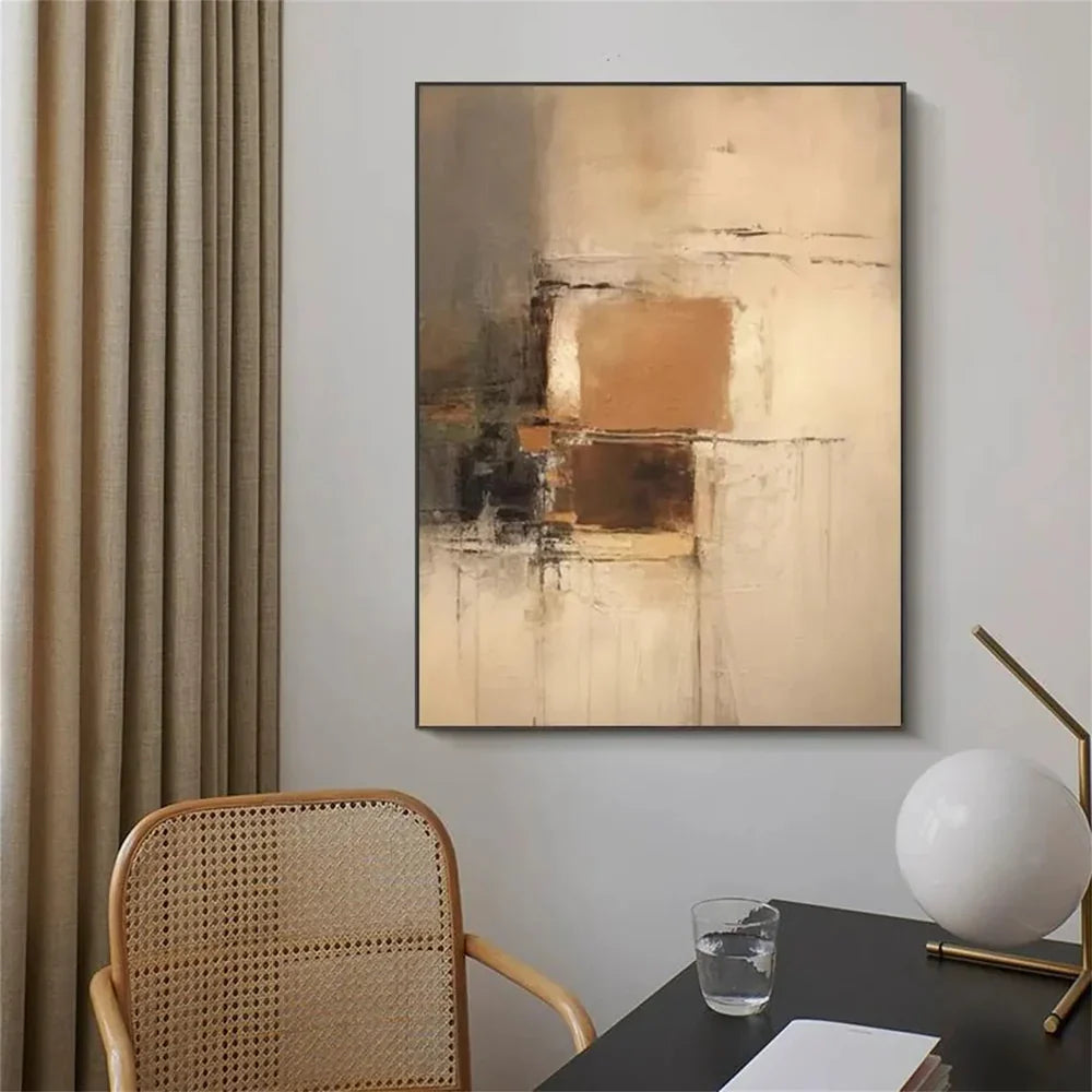 Beige and Brown Abstract Wall Art  #AT104