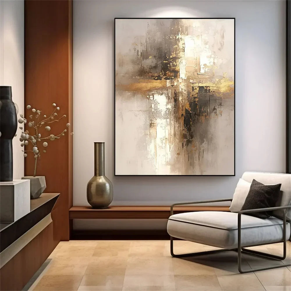 Beige and Brown Abstract Wall Art #AT048