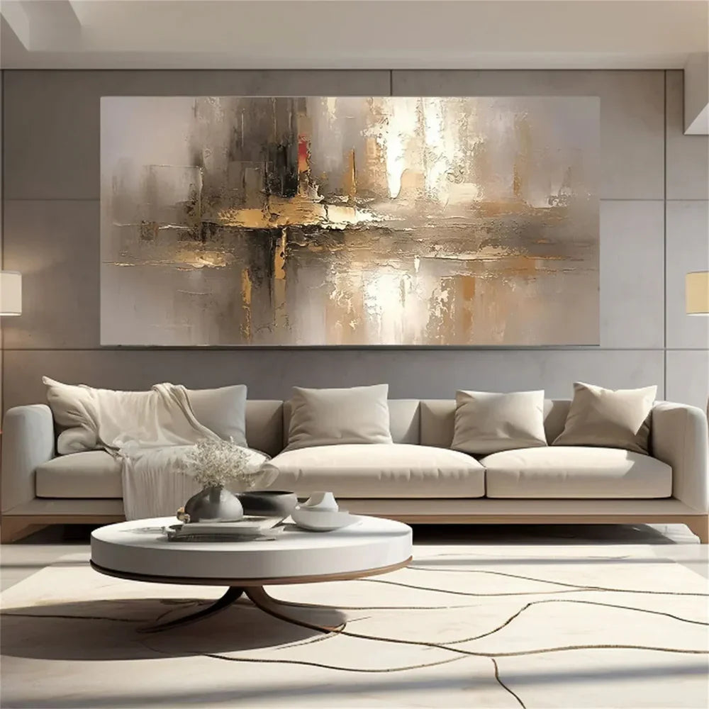 Beige and Brown Abstract Wall Art #AT044
