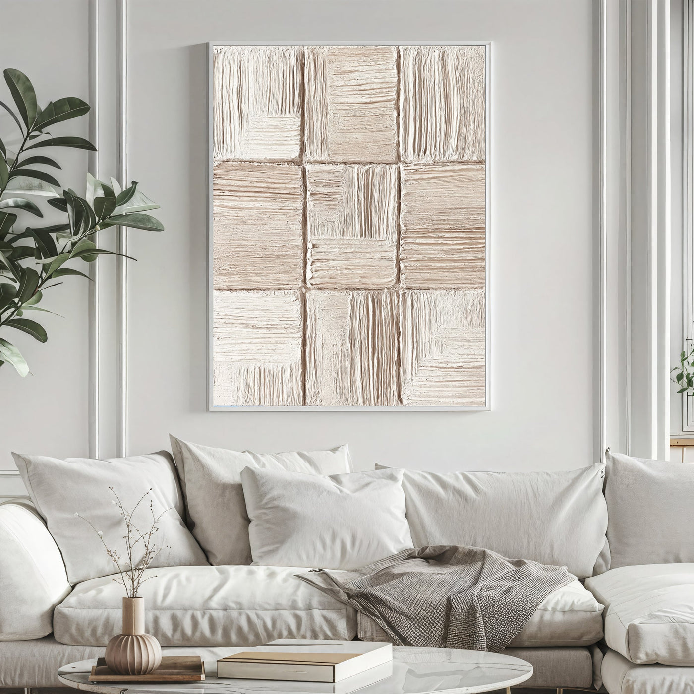 Textured Neutral Opulence | Cream Grid