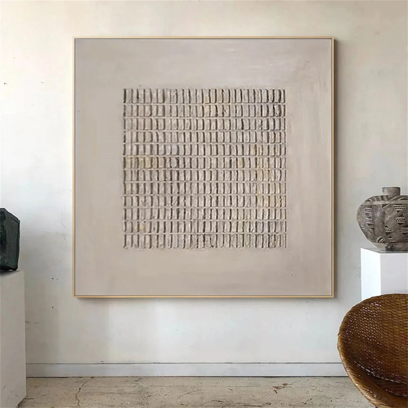 Beige and Brown Abstract Texture Wall Art  #AT045