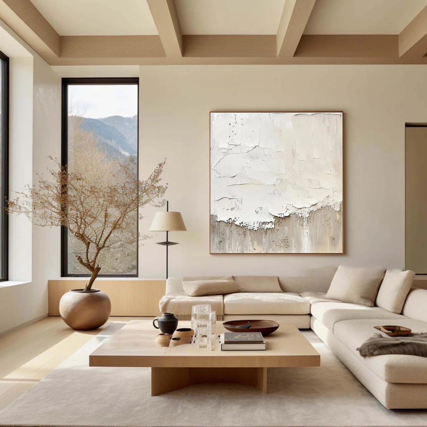 Beige and Brown Abstract Wall Art #AT167