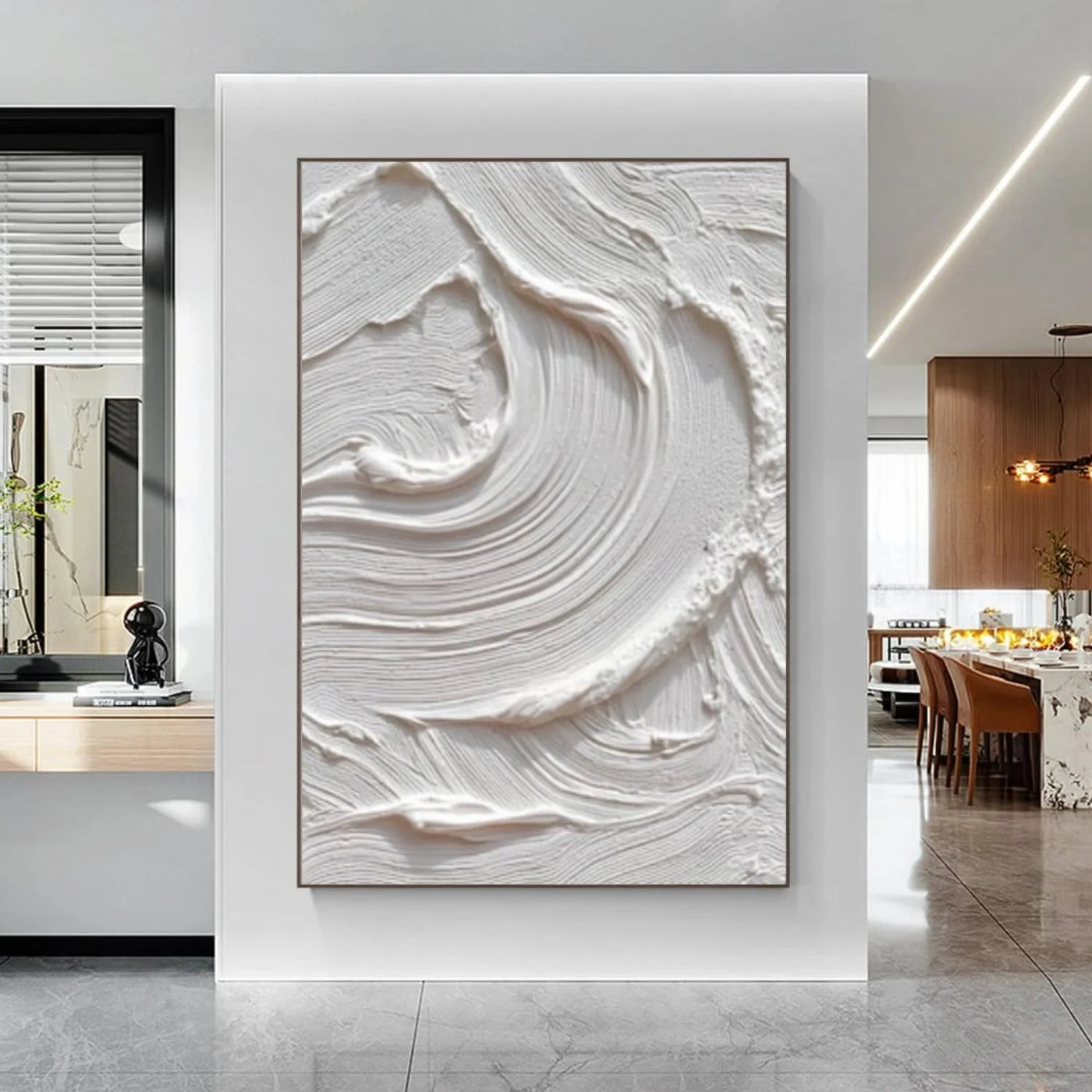 White Minimalist Textured Wall Art #MT150