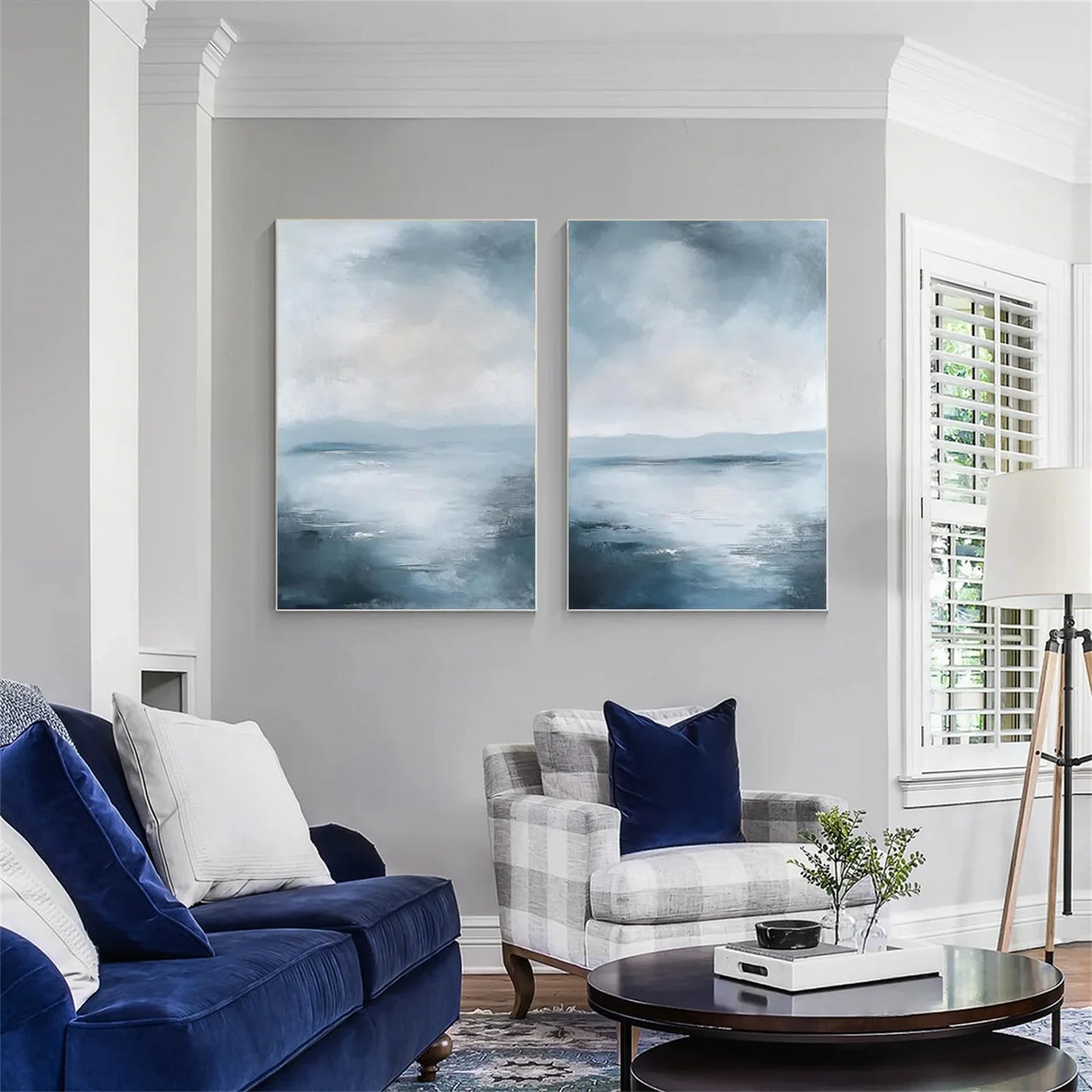 Ocean & Sky Abstract Wall Art  Set of 2 #MO091