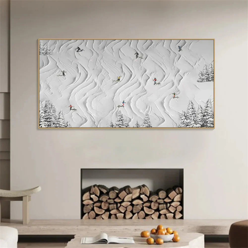 Skiing Sport Art Textured Canvas #PT002