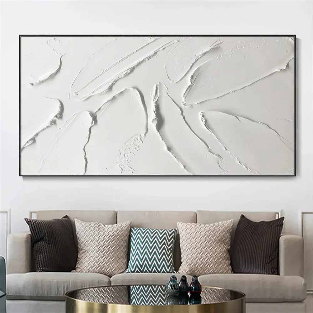 White Minimalist Textured Wall Art #MT127
