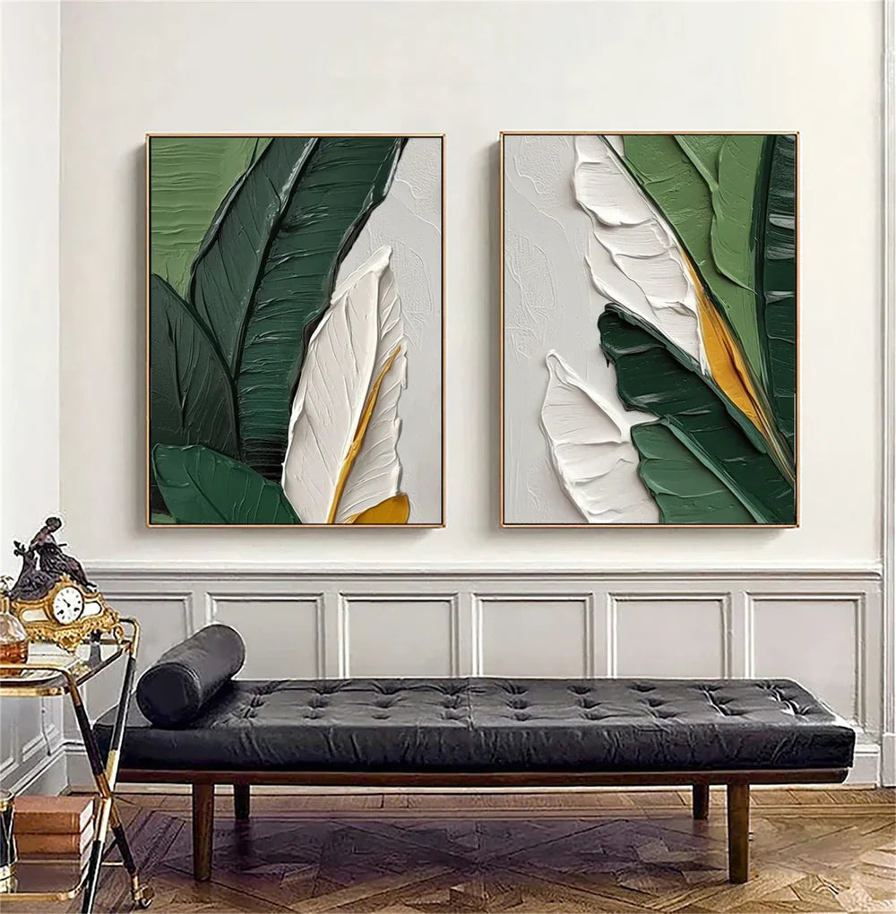 Flower & Tree Textured Abstract Wall Art Set of 2 #SF022