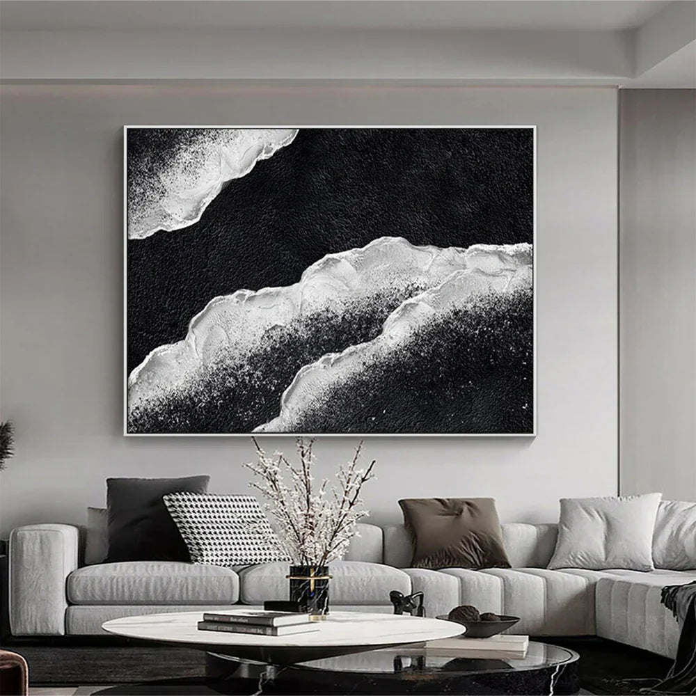 Black and White Minimalist Textured Wall Art #MT070