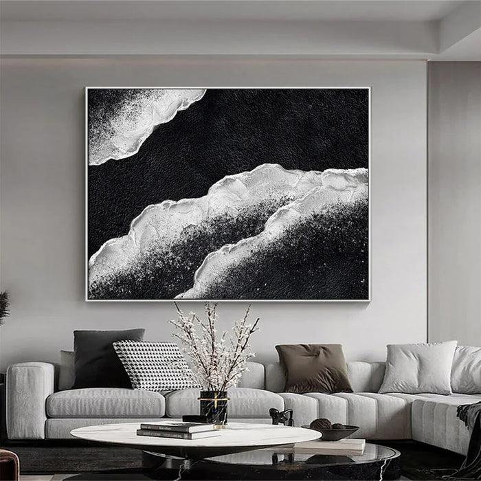 Black and White Minimalist Textured Wall Art #MT070