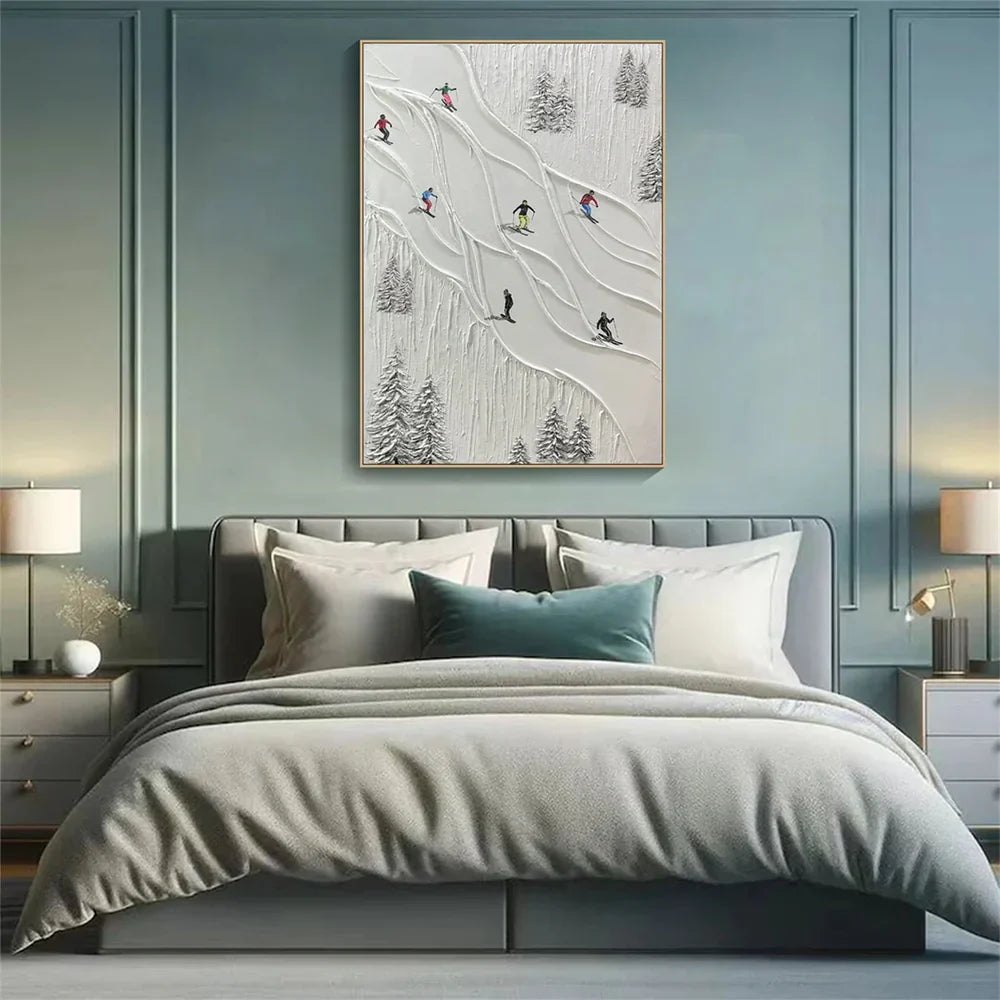 Skiing Sport Art Textured Canvas #PT005