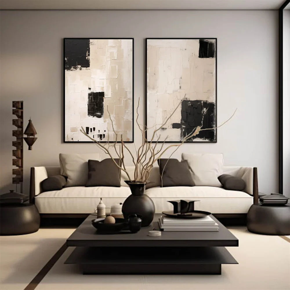 Beige and Brown Abstract Textured Wall Art Set Of 2 #AT103