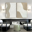 White Minimalist Textured Wall Art Set of 2 #MT028