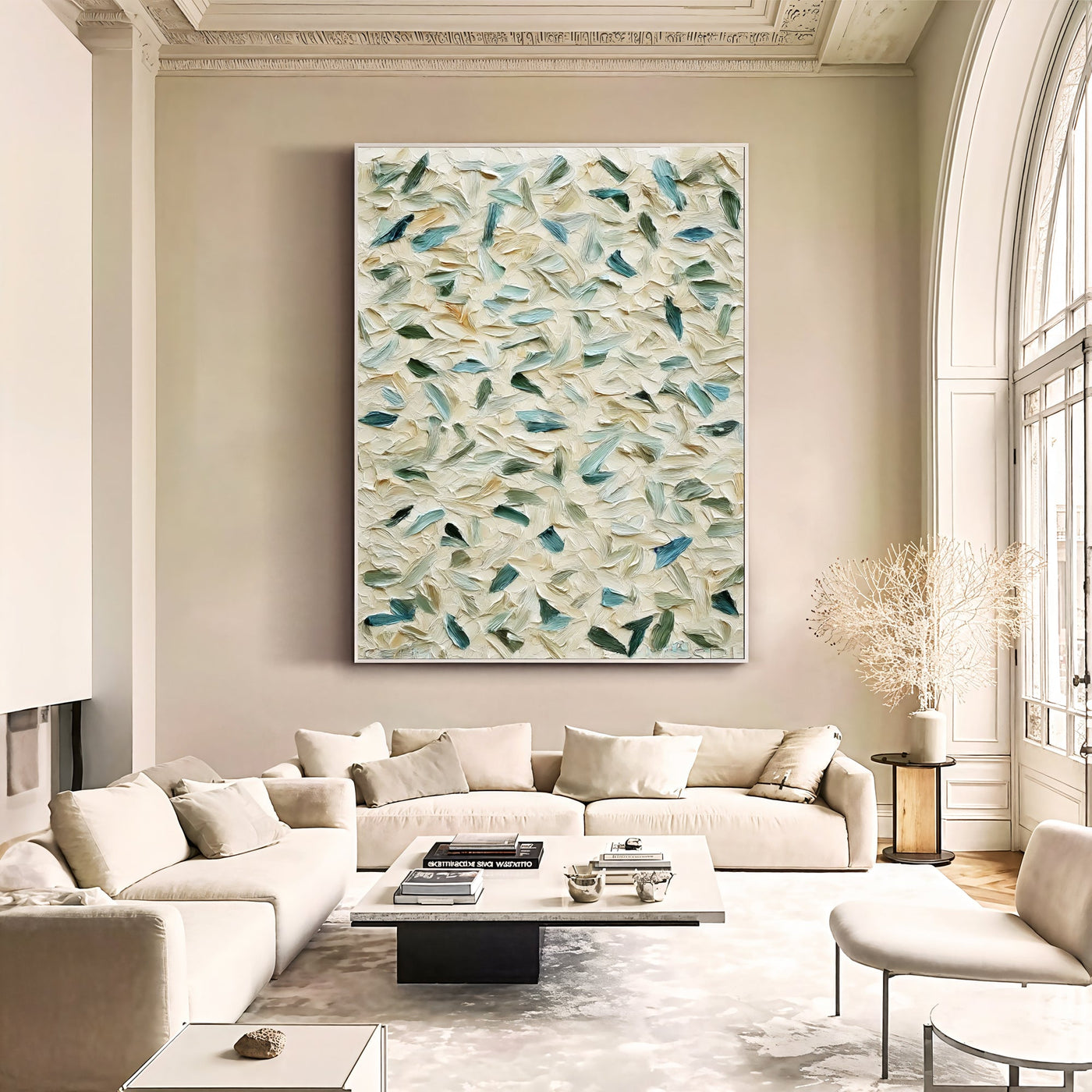Textured Leaf Opulence | Aqua Whispers