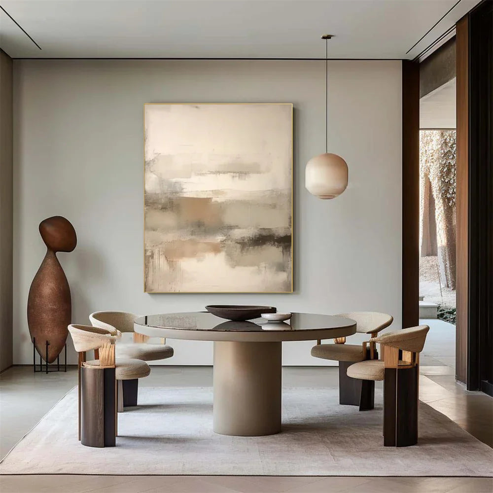 Beige and Brown Abstract Wall Art  #AT109