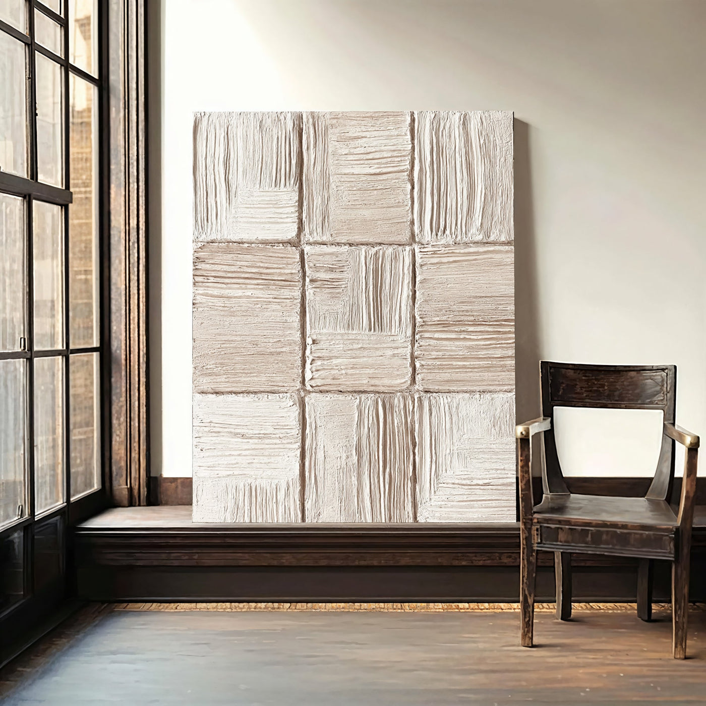 Textured Neutral Opulence | Cream Grid