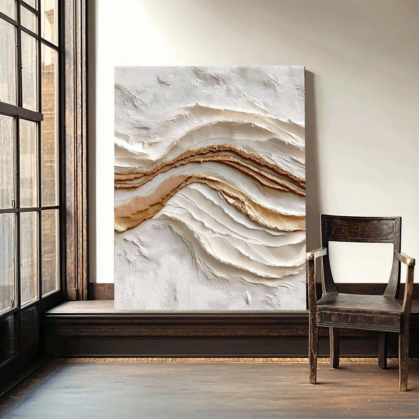 Textured Gilded Waves | Ivory Gold