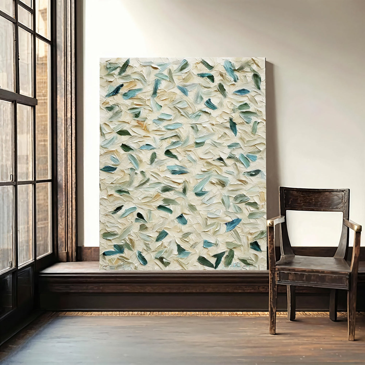 Textured Leaf Opulence | Aqua Whispers