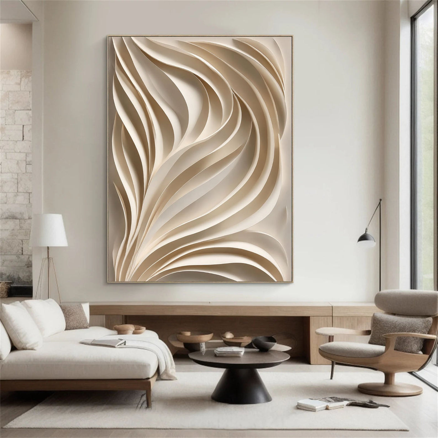 Textured Wavy Elegance | Beige Ripple