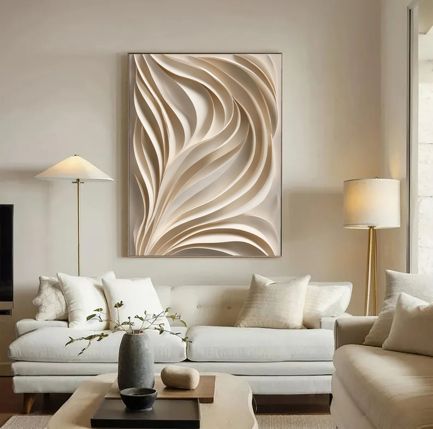 Textured Wavy Elegance | Beige Ripple