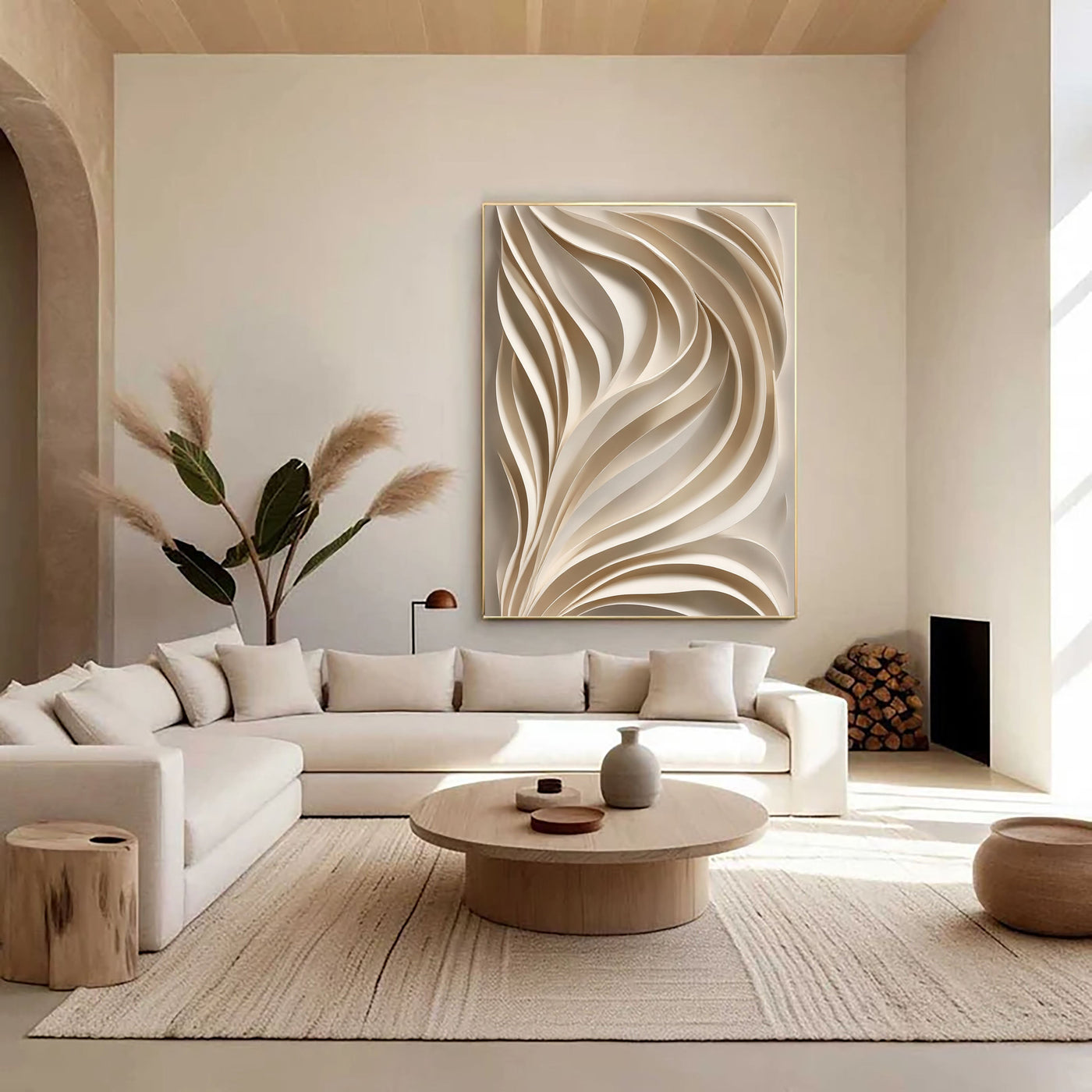 Textured Wavy Elegance | Beige Ripple