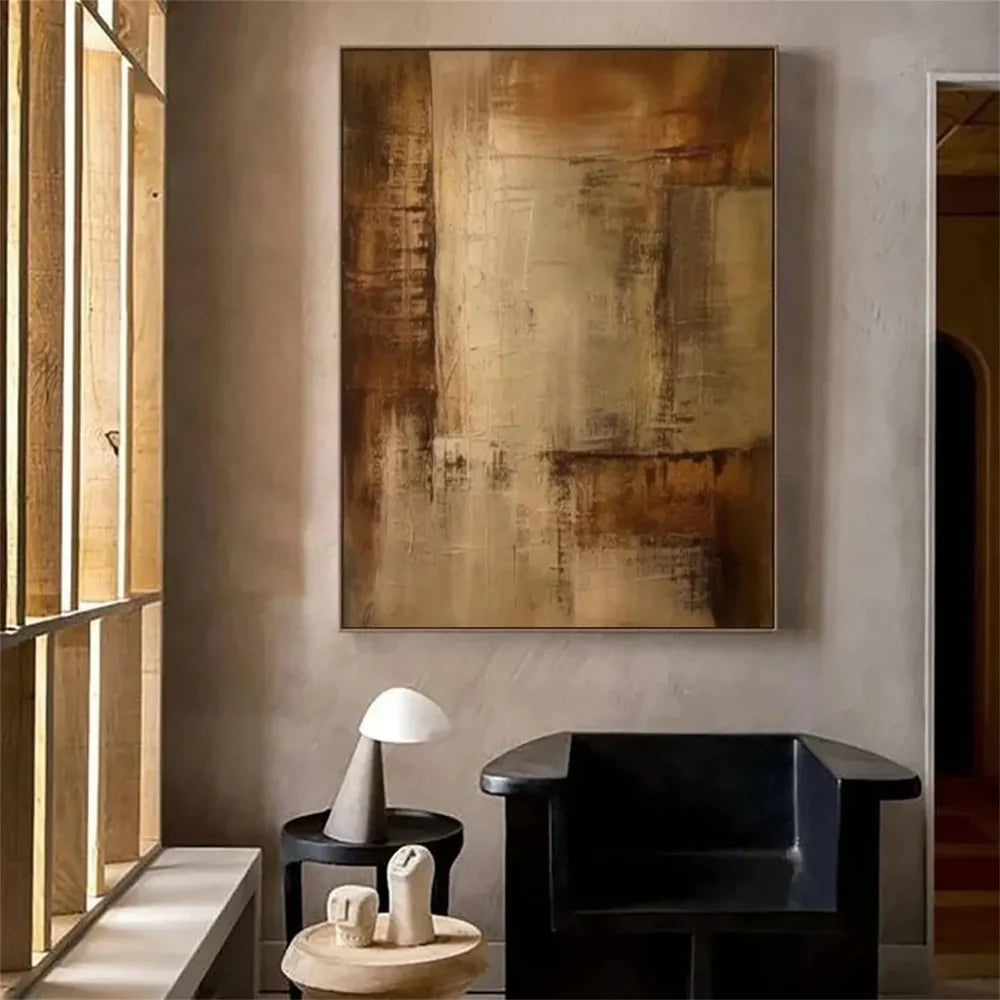 Beige and Brown Abstract Wall Art  #AT105