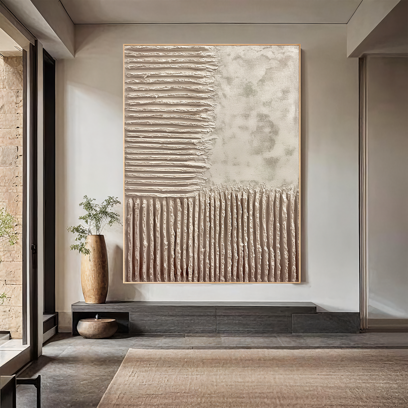 Textured Block Sophistication | Beige Taupe