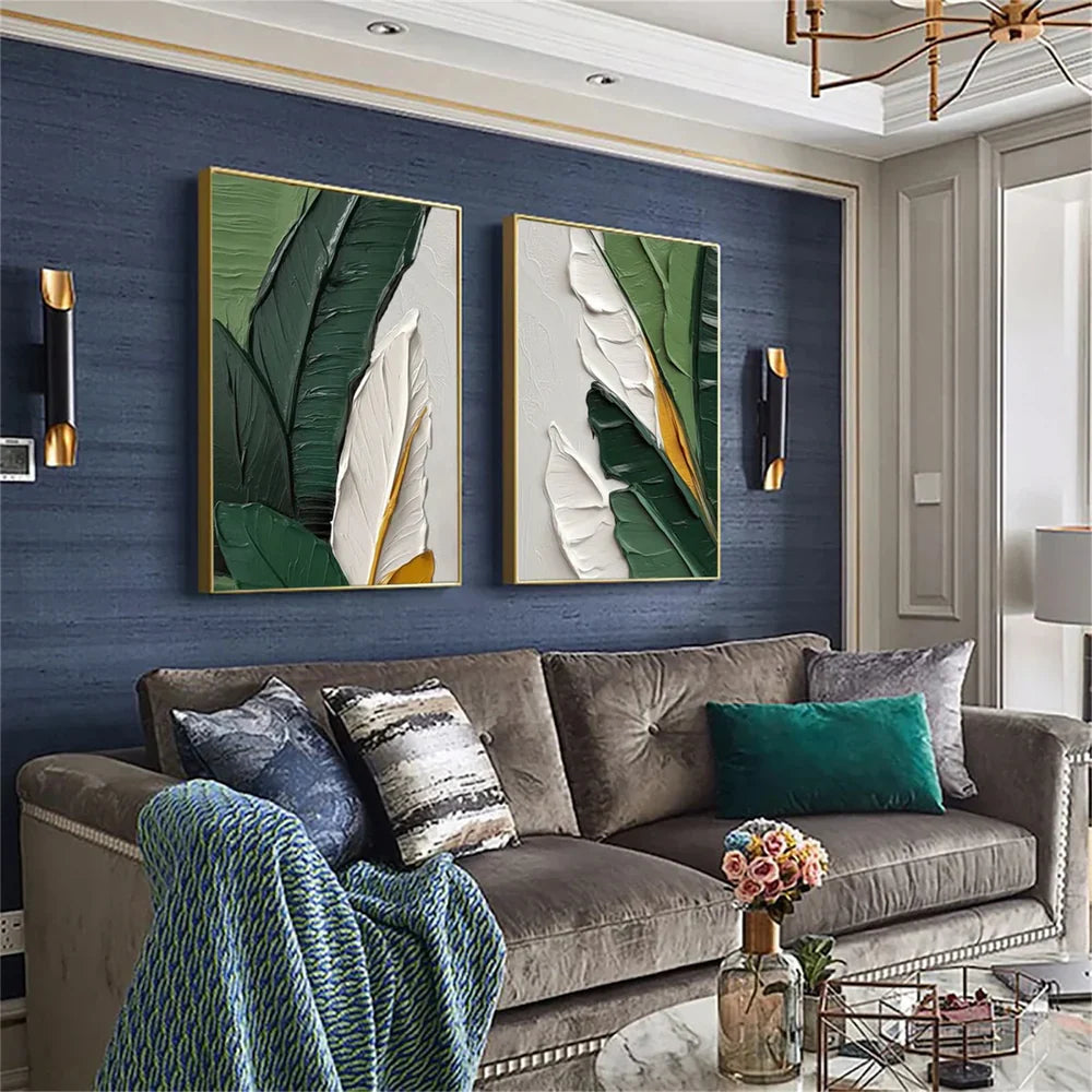 Flower & Tree Textured Abstract Wall Art Set of 2 #SF022