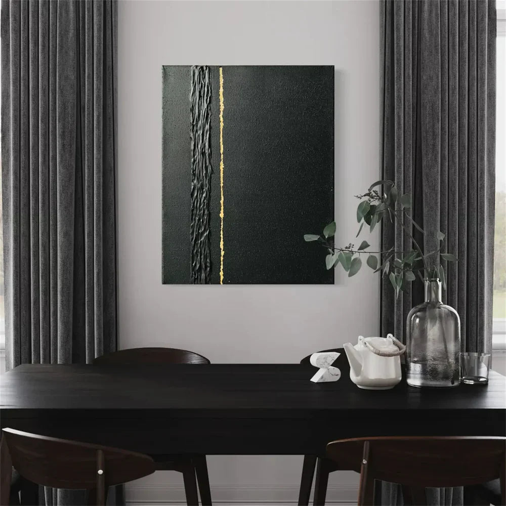 Black and Gold Minimalist Textured Wall Art #MT091